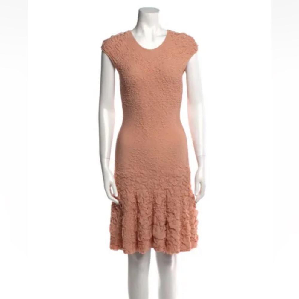 ALexander McQueen Bodycon Fit & Flare Cap Sleeve Ruffle Dress Size L $2680